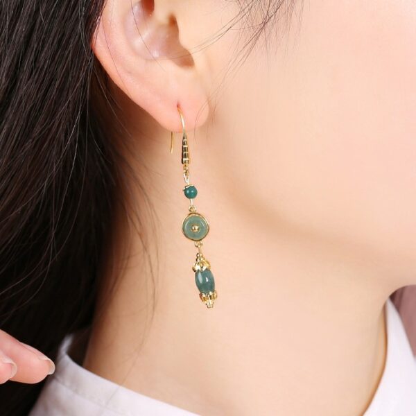 Earrings Long Emerald Without Pierced Ears