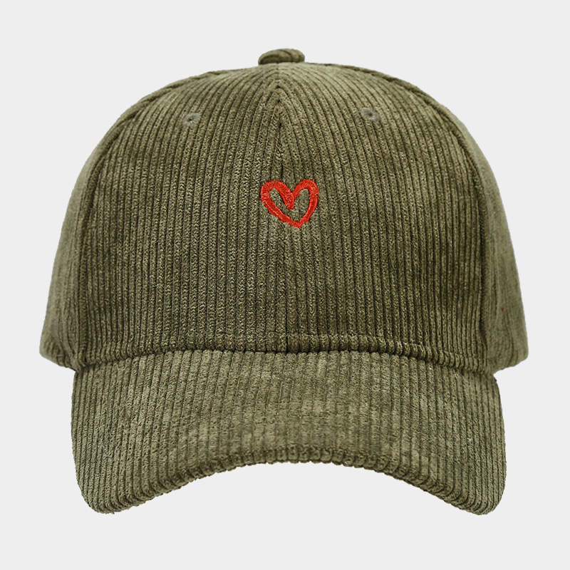 Spring And Autumn New Small Love Embroidered Corduroy Baseball Cap - Image 9