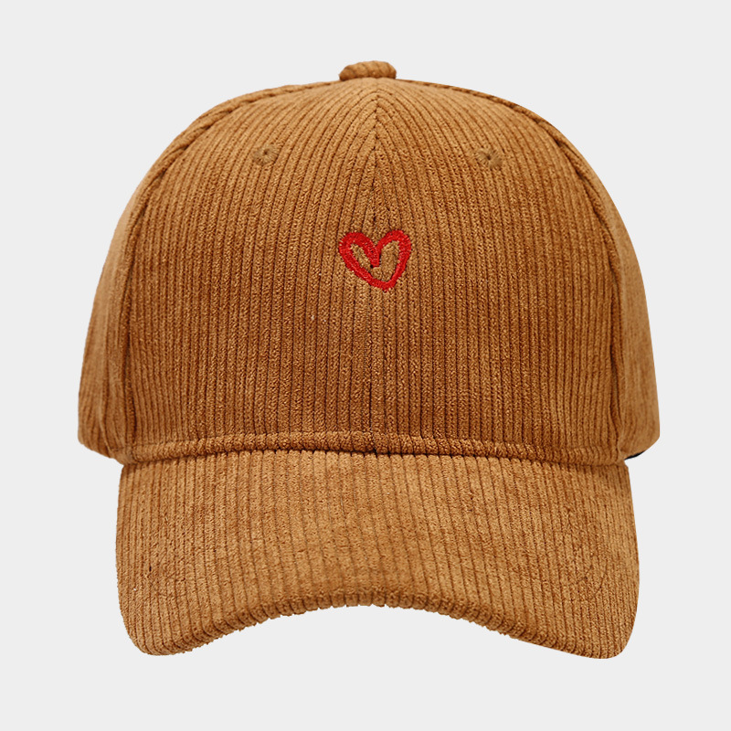 Spring And Autumn New Small Love Embroidered Corduroy Baseball Cap - Image 8
