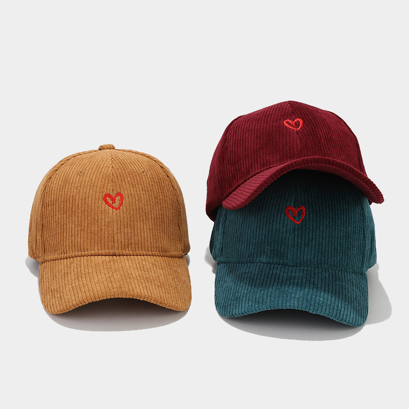 Spring And Autumn New Small Love Embroidered Corduroy Baseball Cap - Image 3