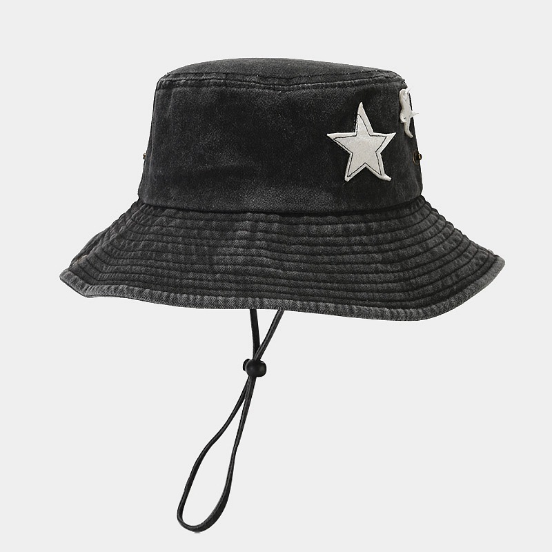 Western Denim Wind Pentagram Washed Old Mountaineering Sun Hat - Image 6