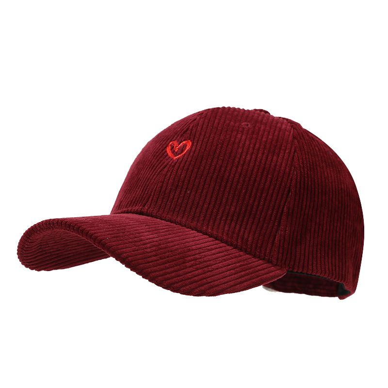 Spring And Autumn New Small Love Embroidered Corduroy Baseball Cap - Image 5