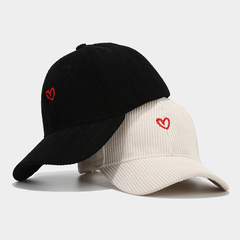 Spring And Autumn New Small Love Embroidered Corduroy Baseball Cap - Image 2