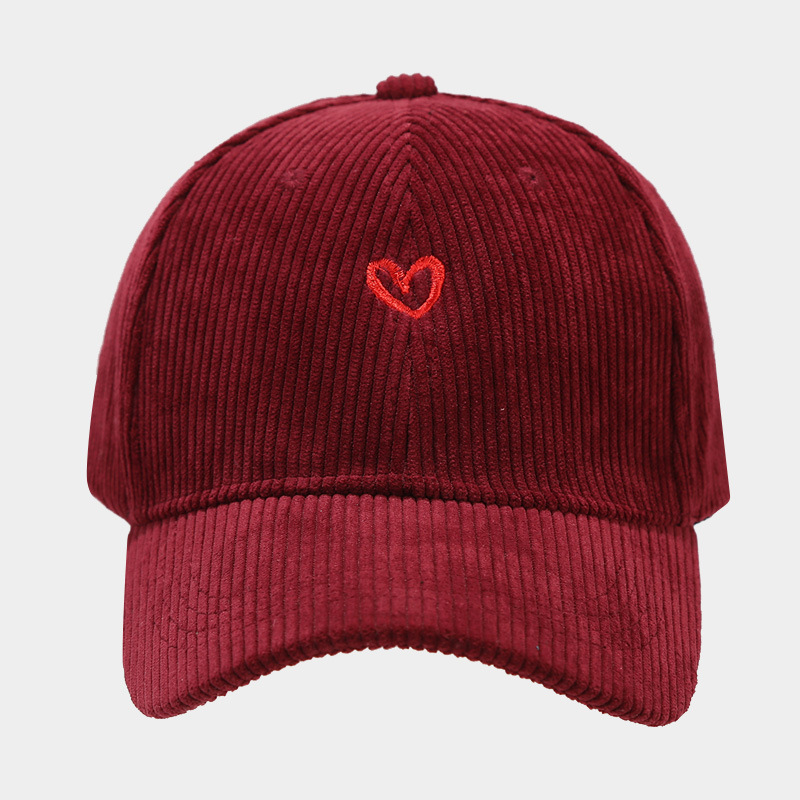 Spring And Autumn New Small Love Embroidered Corduroy Baseball Cap - Image 4