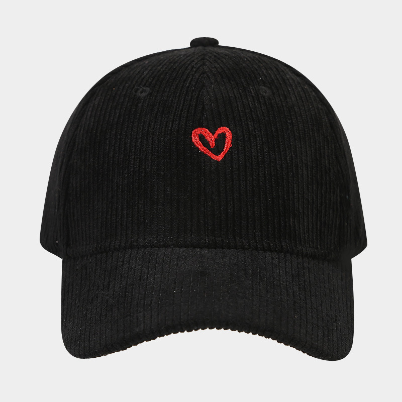 Spring And Autumn New Small Love Embroidered Corduroy Baseball Cap - Image 6