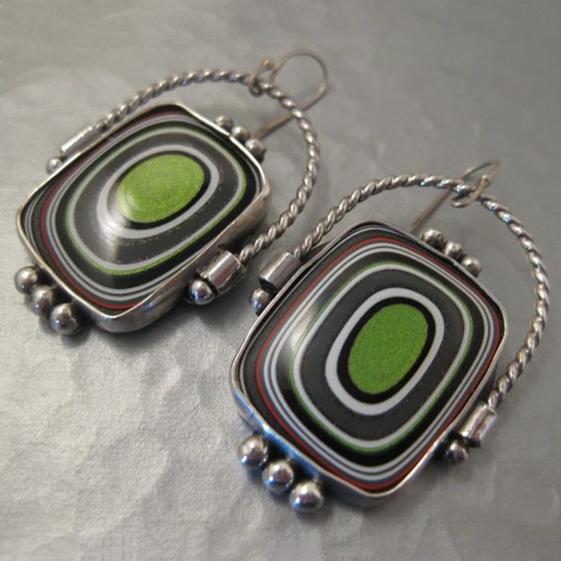 Women's Bohemian Blue Vintage Two-tone Metal Earrings - Image 8