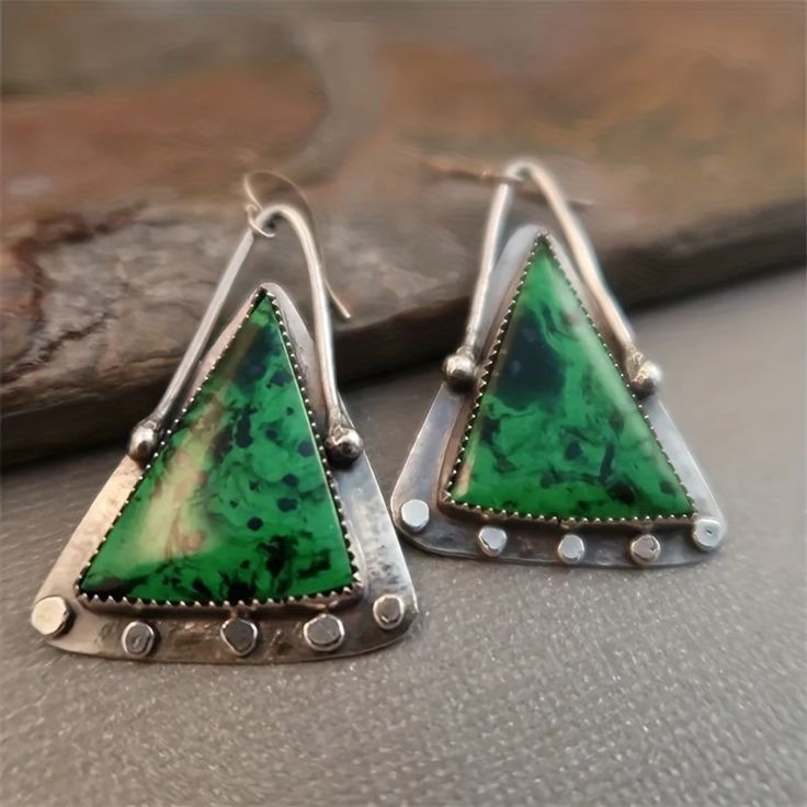 Women's Bohemian Blue Vintage Two-tone Metal Earrings - Image 9