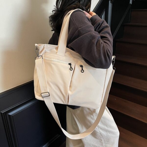 Solid Color Casual Portable Messenger Bag Large Capacity