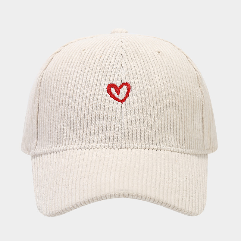 Spring And Autumn New Small Love Embroidered Corduroy Baseball Cap - Image 7