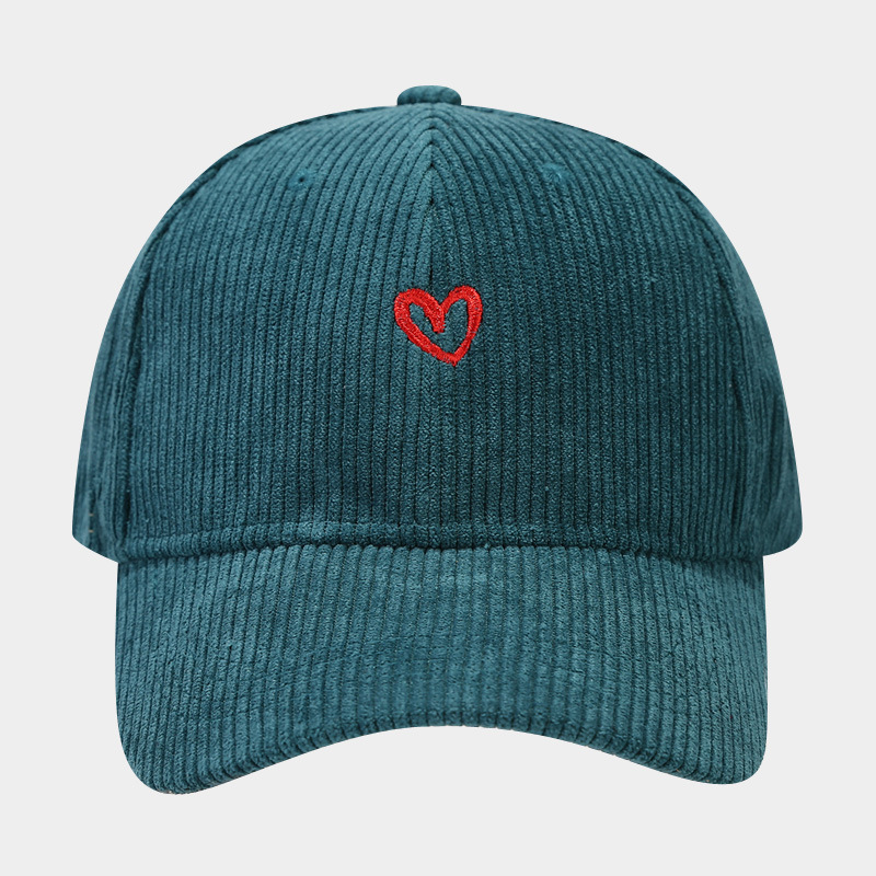 Spring And Autumn New Small Love Embroidered Corduroy Baseball Cap - Image 10